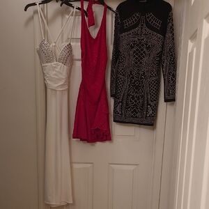 Elegant Black and White Embellished Mini Dress